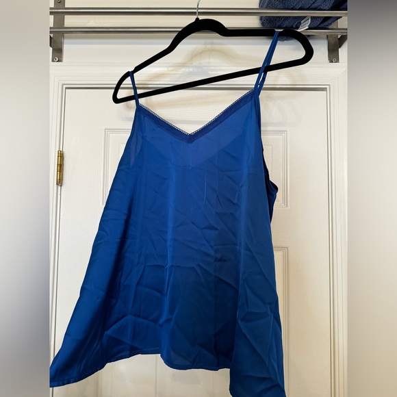 Blue Women's Lace Silk Satin V Neck Camisole Spaghetti Strap Sleepwear - Picture 2 of 5